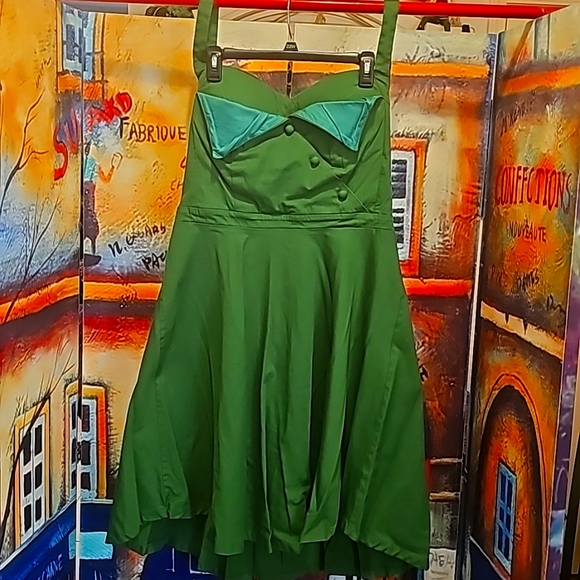 Lindy Bop Dresses & Skirts - Lindy Bop Rockabilly 50s Style Dress Green with accents size 20